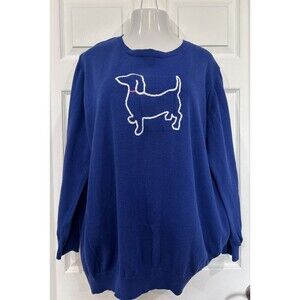 Caribbean Joe Plus Size 3X Women's Blue Cotton Sweater Dog Lover